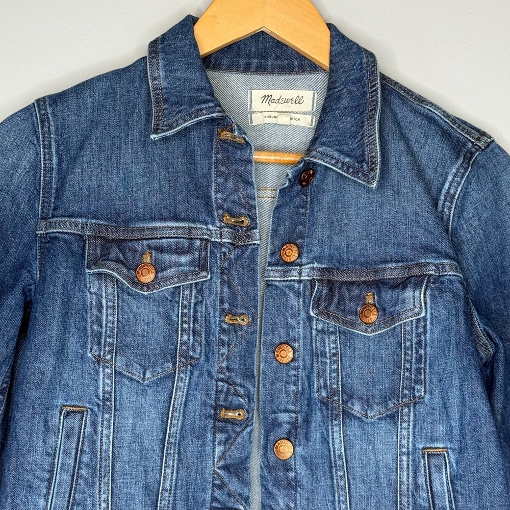 Madewell Shrunken Stretch Denim Jacket Women's Small Blue Jean Trucker Coat - Picture 3 of 10